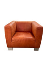 Vintage LEOLUX Orange Leather Club Chair by Leolux Global B.V. Netherlands