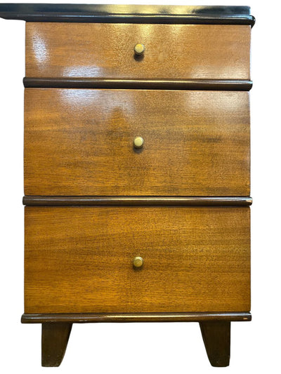 Art Deco Pedestal Walnut Desk by Tri-Bone Furniture