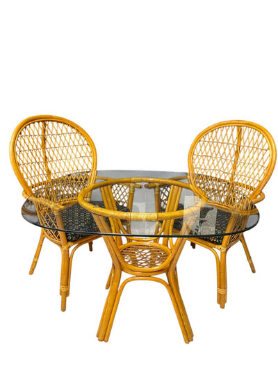 Vintage Coastal Island Rattan 5pc Dining Set (Set of 5)