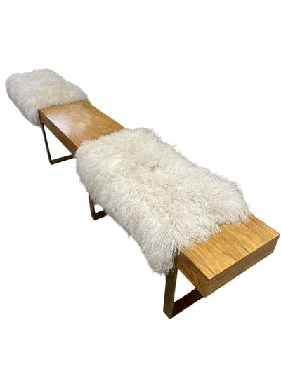 Modern Light Finish Bench Faux Fur Bench