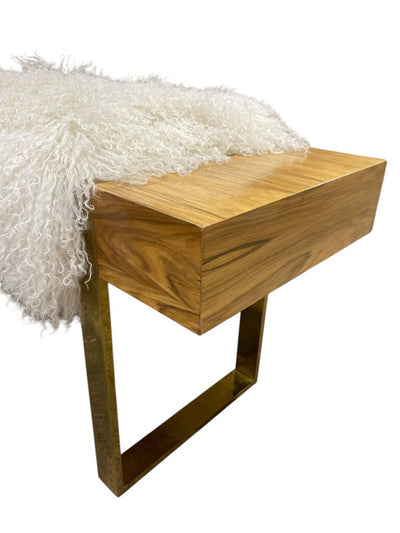 Modern Light Finish Bench Faux Fur Bench