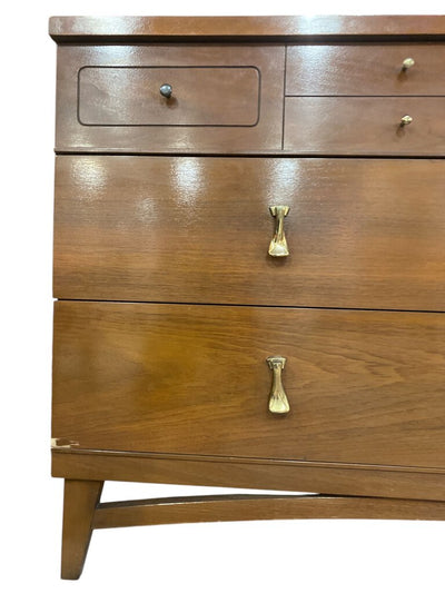 Mid Century 9 Drawer Dresser with Mirror By Stanley Furniture