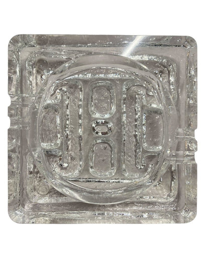 Danish Modern Brutalist Crystal Ashtray and Lighter 2-Piece Set