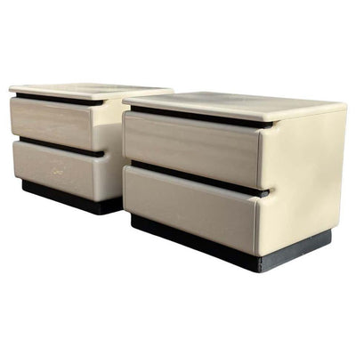 1980's Post Modern White Lacquered Nightstands by Roger Rougier