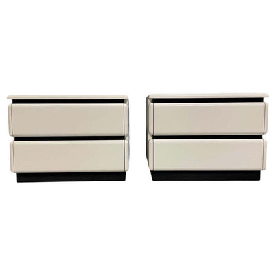 1980's Post Modern White Lacquered Nightstands by Roger Rougier