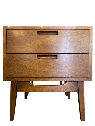 Mid Century Modern PAIR of Walnut Nightstands (Set of 2)