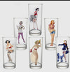 Pin-Up Girls Drinking Glasses Set of 6 - 11.5 Fl oz