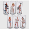 Pin-Up Girls Drinking Glasses Set of 6 - 11.5 Fl oz