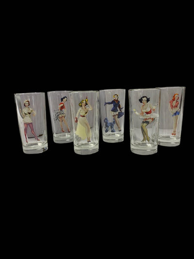 Pin-Up Girls Drinking Glasses Set of 6 - 11.5 Fl oz