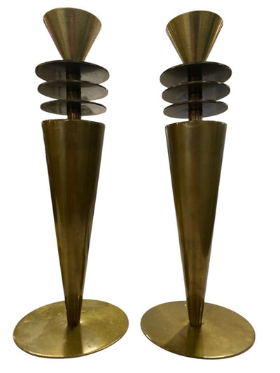 Gorgeous Pair of 1950's Vintage Balos Solid Brass Candlesticks with Wonderful Patina (Set of 2)