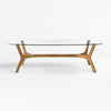 Elke Rectangular Glass Coffee Table with Brass Base