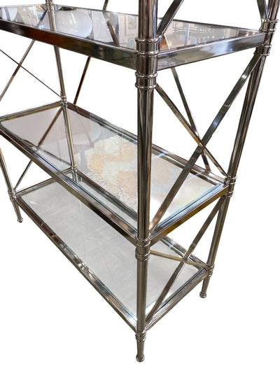 Vintage Restoration Hardware Chrome Campaign Style Etagere