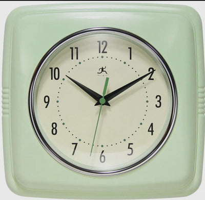 Retro Square Mint Green Indoor Wall Clock