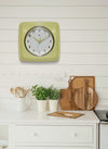 Retro Square Green Indoor Wall Clock