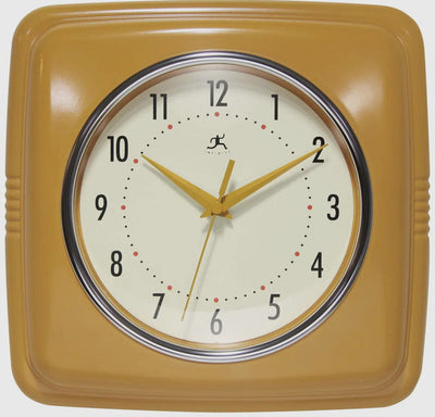 Retro Square Marigold Indoor Wall Clock