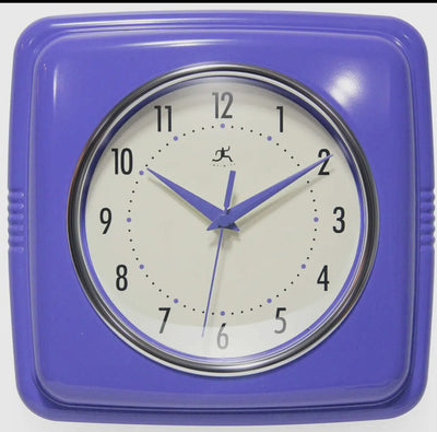 Retro Square Periwinkle Indoor Wall Clock