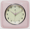 Retro Square Pink Indoor Wall Clock