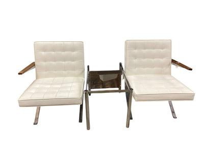 MCM Tufted One Arm Club Chair Bench (Set of 2)