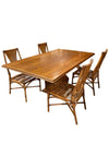 MCM Rattan Pedestal Dining Table w/4 Chairs