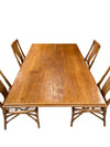 MCM Rattan Pedestal Dining Table w/4 Chairs