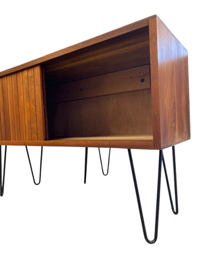 Mid Century Pair of Walnut Nightstands (Retrofitted) on Hairpin Legs = Fabulous!!!! (Set of 2)