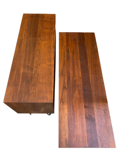 Mid Century Pair of Walnut Nightstands (Retrofitted) on Hairpin Legs = Fabulous!!!! (Set of 2)