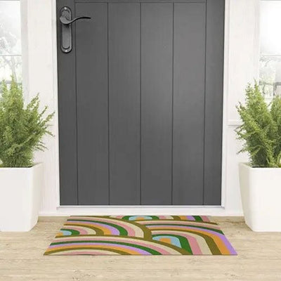 Vintage Summer Rainbows Welcome Mat