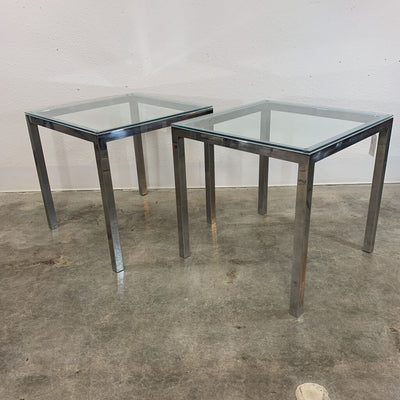 Pair - Cube Chrome Side Tables (Set of 2)