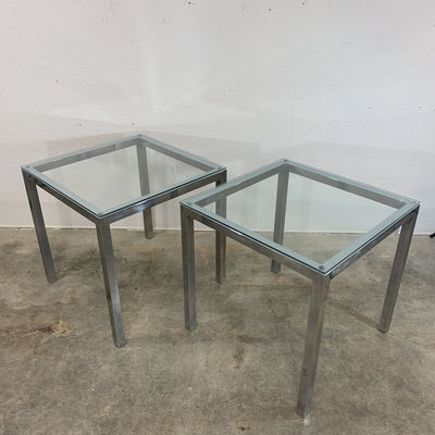 Pair - Cube Chrome Side Tables (Set of 2)