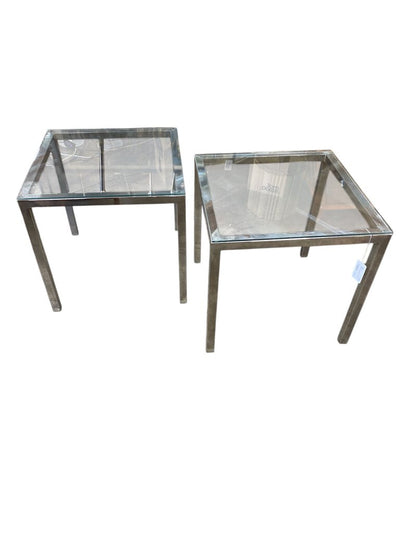 Pair - Cube Chrome Side Tables (Set of 2)