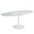 Tulip Dining Table Oval in Faux Marble with Lacquered White Base 78" x 47" x 29.5"