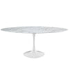 Tulip Dining Table Oval in Faux Marble with Lacquered White Base 78" x 47" x 29.5"