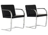 Pair of Flat Bar Chrome and Black Leather Chairs