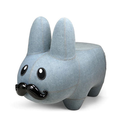 ART GIANT DENIM HAPPY STACHE' LABBIT STOOL BY FRANK KOZIK