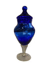 Vintage Cobalt Blue Glass Candy Jar with a Twist